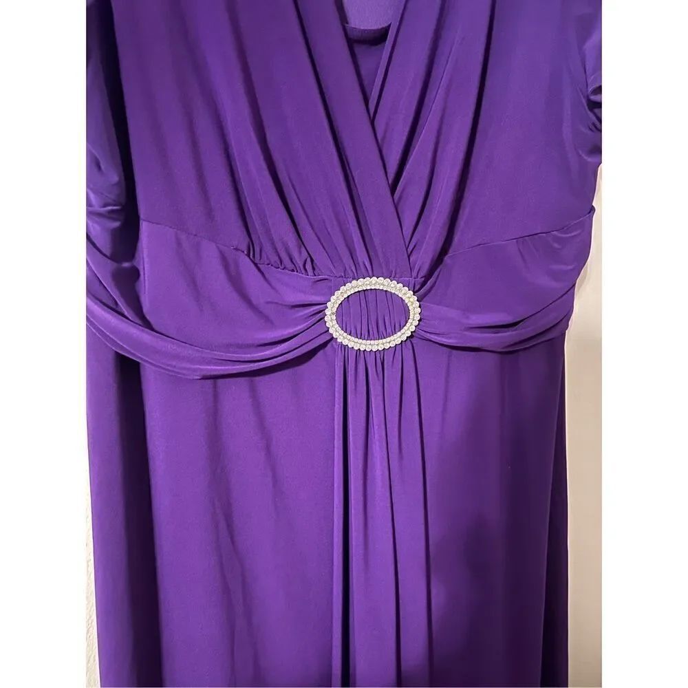 R&M Richards Women's 20W Faux Wrap Cocktail Dress Royal Purple Semi Formal Party - Picture 9 of 11